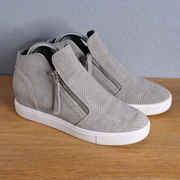 Steve Madden Women 9.5 Caliber Wedge Ankle Sneaker Gray Bootie Leather - Picture 1 of 11